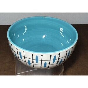 MCM Style Turquoise & Black 7.5" Serving Bowl Laurie Gates Studio California